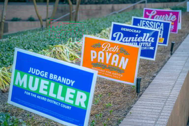 Election voting posters and campaign signs